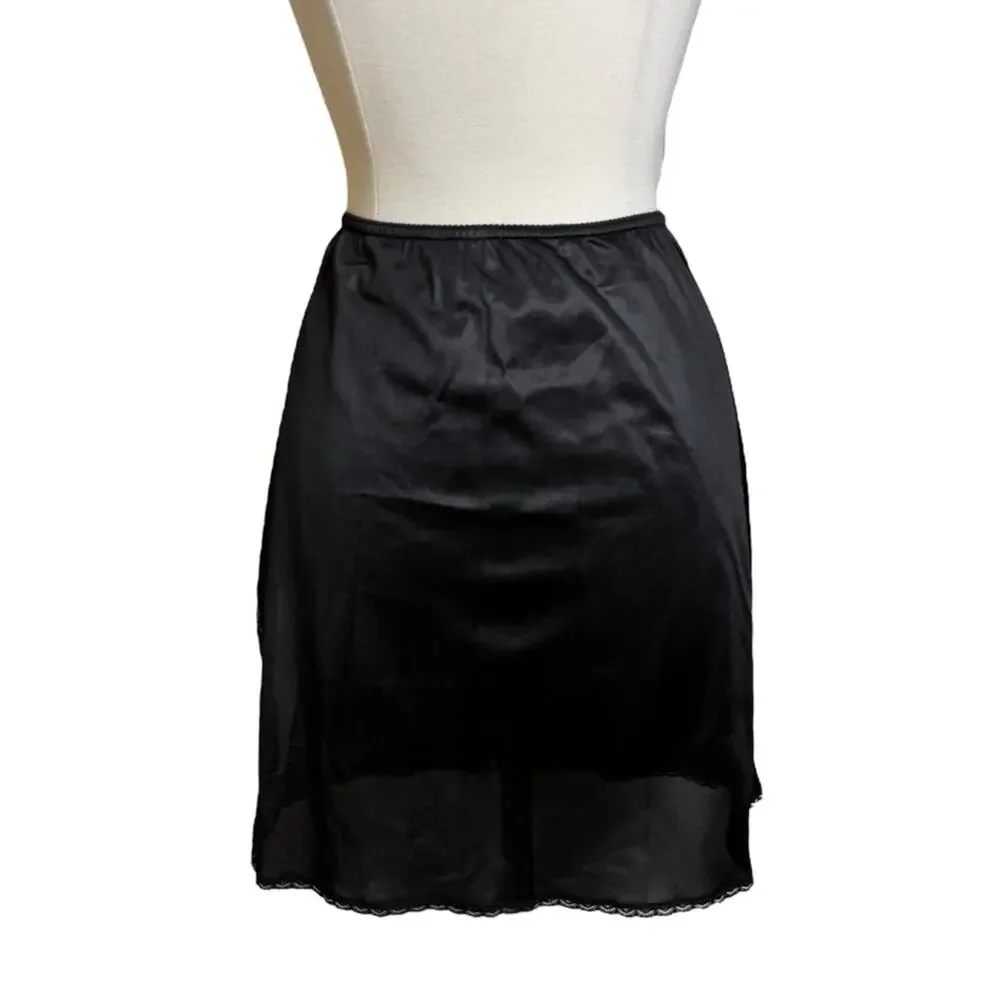 Vintage Something Special Maidenform Satin‎ Slip Skirt Lace Side Slit Women's M